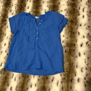 Dylan Blue Boxy Button Down Shirt with Peter Pan Collar